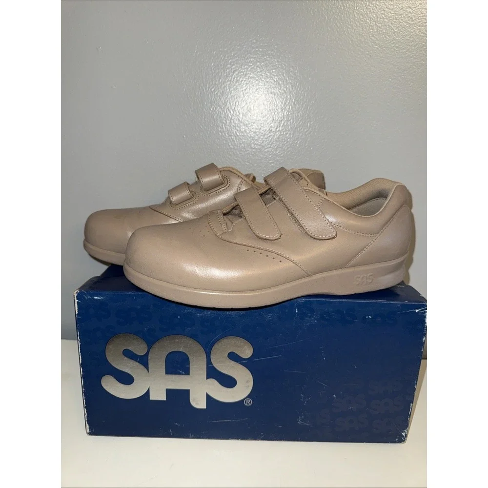SAS Walking Comfort Shoes EZ Strap Orthopedic Mocha Leather Womens Sz 8.5M - Picture 1 of 7